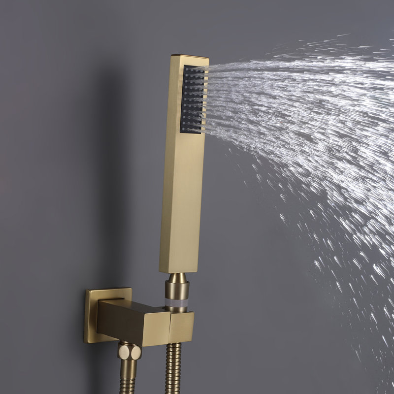 Système de douche complet avec valve brute, Or brossé