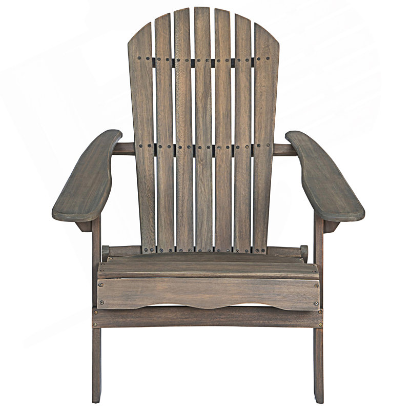 Rustic Adirondack Chair With Foldable Design, Gray