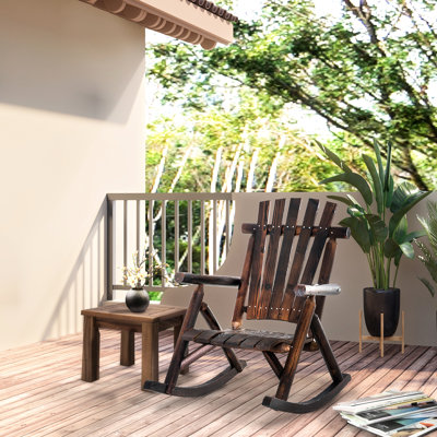 Chaise berçante rustique brune - pour patio, jardin, véranda haute, siège en bois au design fonctionnel classique