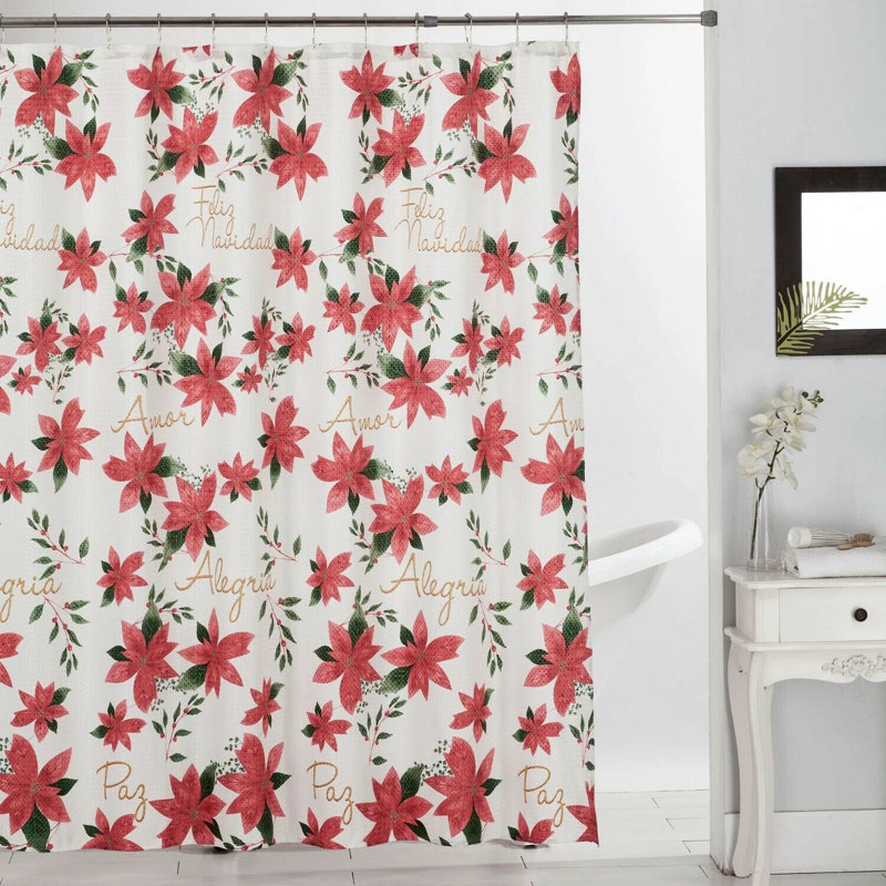 Holiday Dobby Floral Shower Curtain