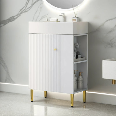 Teva 21.6'' Free Standing Single Bathroom Vanity with Ceramic Top