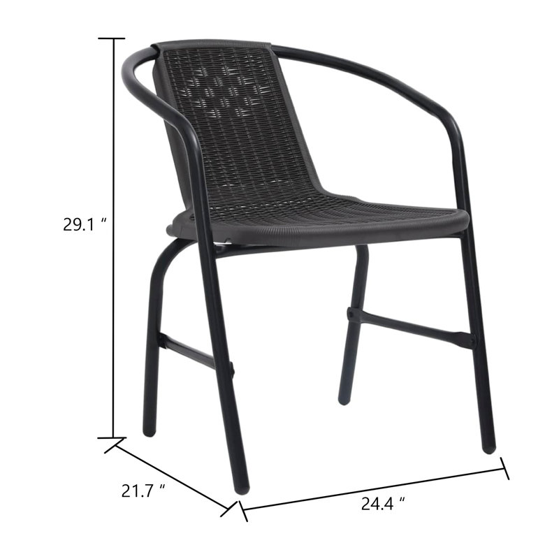 Ensemble de 2 fauteuils empilables Backyard, finition noir mat