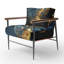 Fauteuil abstrait géométrique en marbre mauve et bleu abstrait de 25 po de largeur-108610560