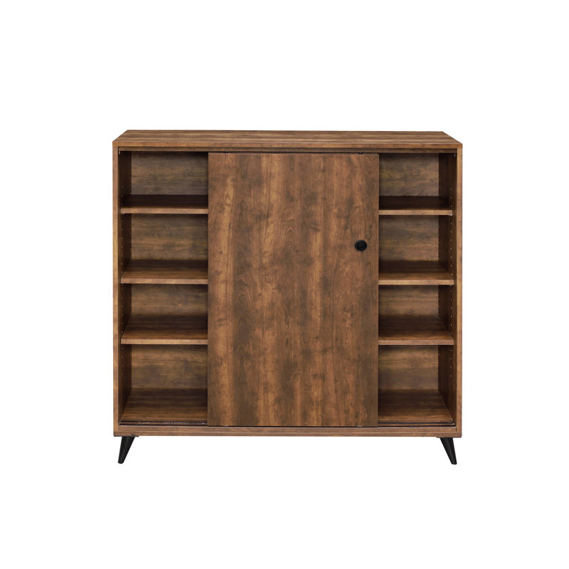 Range-chaussures moderne avec portes coulissantes - 4 compartiments pour un rangement soigné en chêne