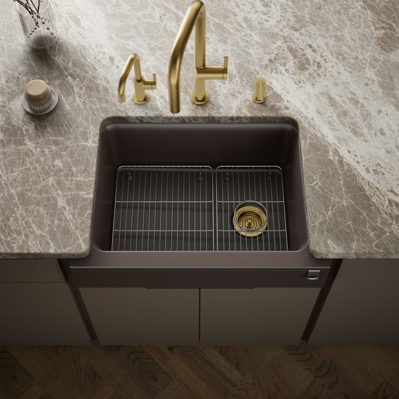 Cairn 29-3/4 In. Undermount Single-Bowl Farmhouse Kitchen Sink With Short Apron, Matte Brown