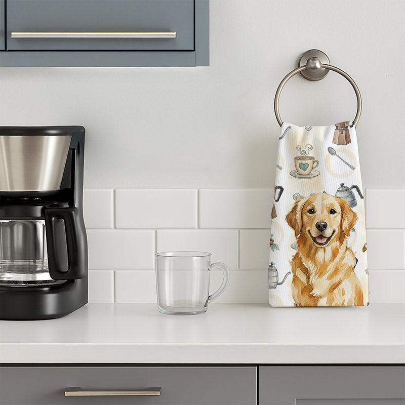 Golden Retriever Coffee Bar Kitchen Towel, Golden Retriever