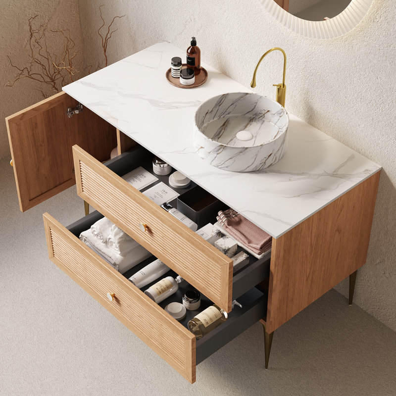 Meuble-lavabo autoportant en contreplaqué, 48"