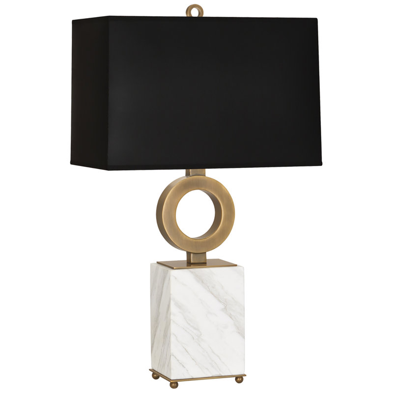 Oculus Table Lamp, Black Opaque, Warm Brass/White Marble
