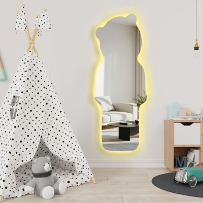 Modern LED Mirror with Lighting, 20.5 x 53.1 inches | 4 mm Thick Glass, Black EVA Backing (0.8 inches) | On/Off Switch, Battery Powered (9V, Battery Not Included) | Stylish and Functional for Home Decor