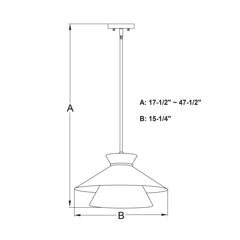Loomis 1-Light 15.25 In. Wide Matte Black Mid-Century Modern Cone Pendant With White Frosted Opal Glass Shade, Adjustable Height, Hanging Ceiling Fixture For Dining Table Entryway Bedroom Island Foyer
