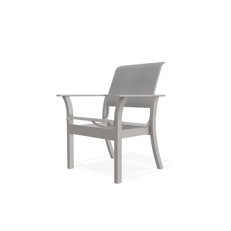 Chaise de café empilable en polymère de qualité marine Leeward Sling, Gris chaleureux, Alliage Sunbrella®