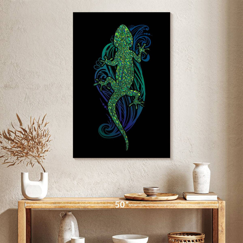 Brampt Tribal Green Lizard, 39" H x 26" W