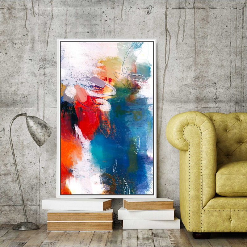 It's a Party II - Peinture à cadre flottant, Cadre flottant blanc, H 63,5 po x l 39,5 po x P 2 po