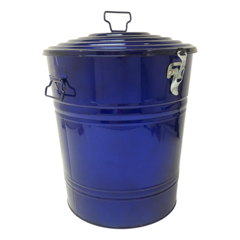 Bac de recyclage en acier émaillé galvanisé, H 19 po x l 15 po x P 15 po, Bleu verni