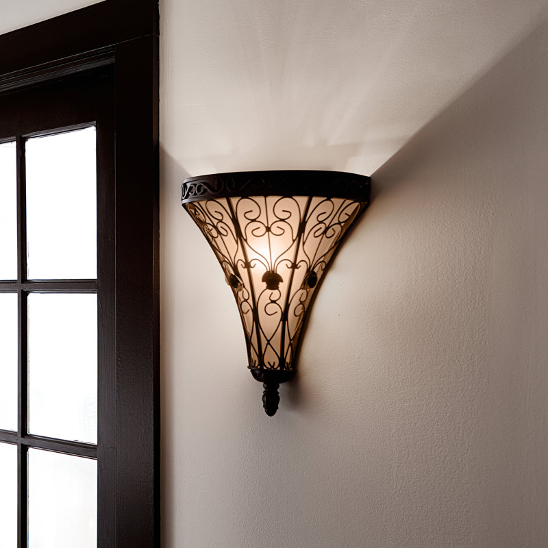 Applique murale d'intérieur Lenka 1 lumière Terrene Bronze avec abat-jour en verre Piastra