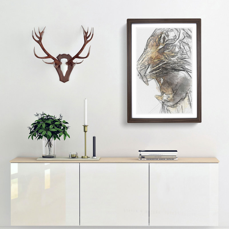 The Fierce Tiger in Abstract - Picture Frame Graphic Art Print, 48cm H x 36cm W x 2cm D, Walnut Framed