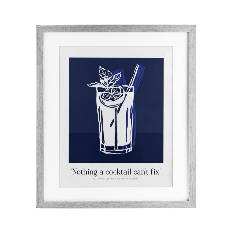 Rien que le cocktail ne peut pas fixer, impression encadrée sous verre, par Lettred and Lined, Cadre de ferme gris
