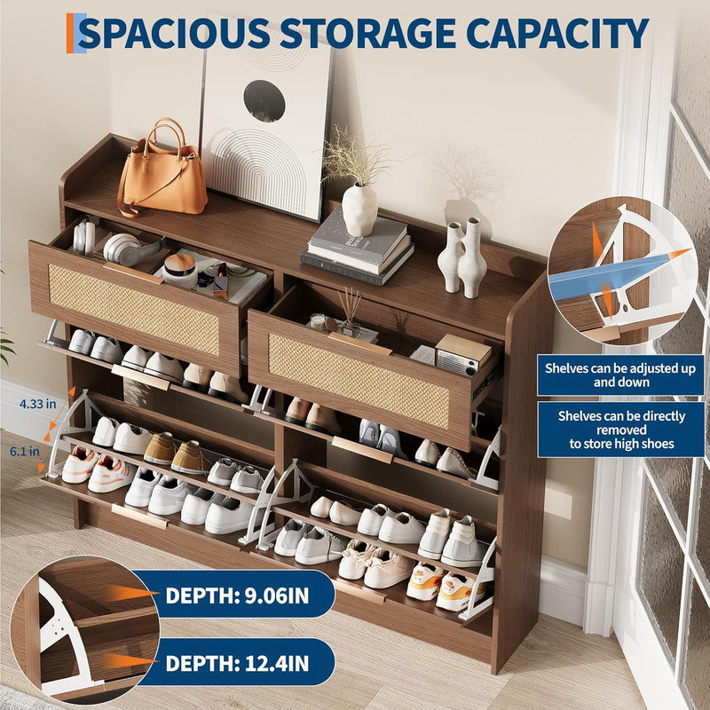 24 Pair Shoe Storage Accessory, Brown