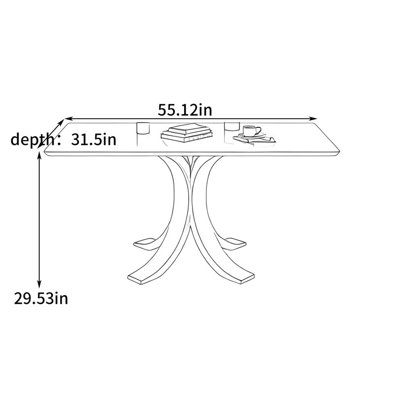 Table de salle à manger moderne et simple, H 29,53 po x L 55,12 po x l 31,5 po