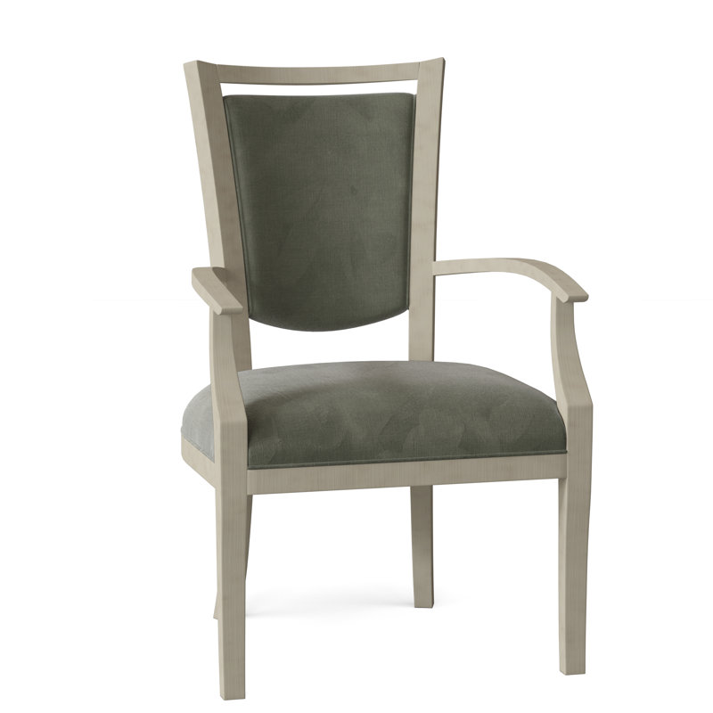 Chaise avec accoudoirs rembourrée Spiro, Amande chamois, Bois flottant 9930