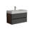 Grace 36" Walnut Bathroom Vanity With Glossy  Solid Surface Sink And Soft  Drawers
