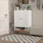 Armoires | Rangement à chaussures à double porte réglable | Base surélevée de 15 cm à l'épreuve de l'humidité | Fixation murale | Blanc cassé | Salon