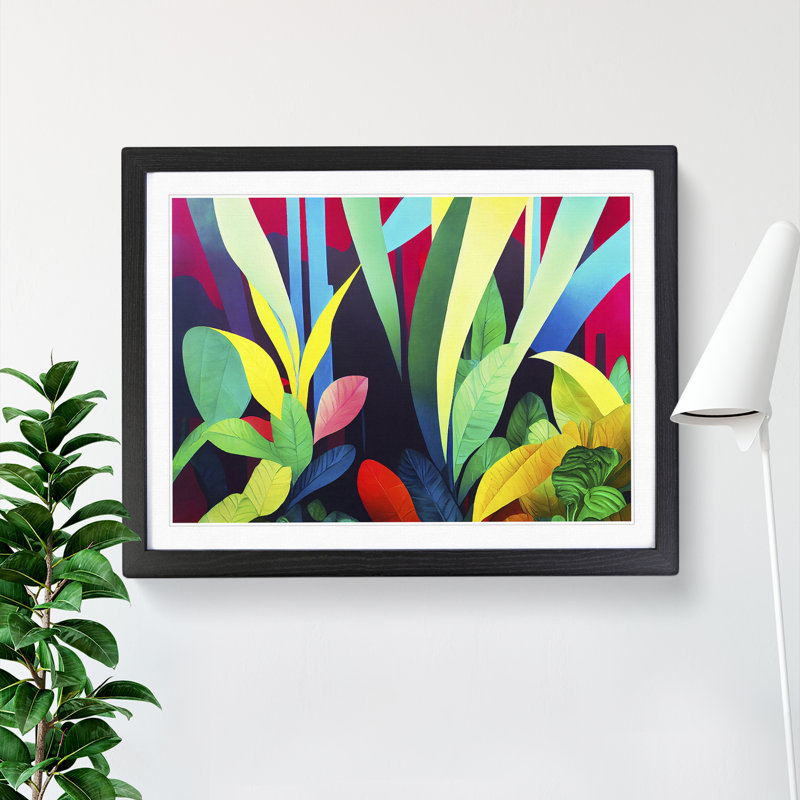 XH1022-9571X Vibrant Jungle Abstract - Single Picture Frame Print, 46cm H x 64cm W x 2cm D, Black