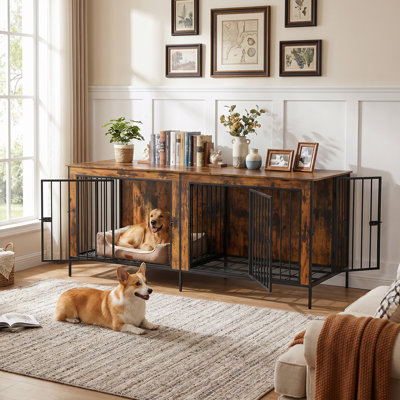 Cage pour chien à deux portes l 78,7 po x P 27,6 po x H 33,5 po
