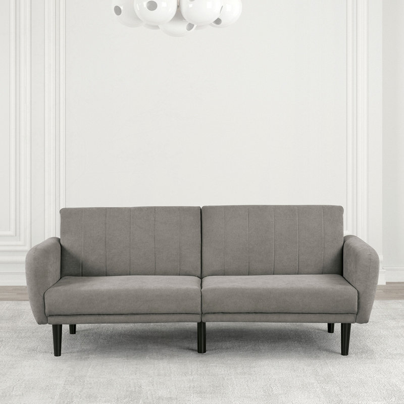Le canapé futon de couleur grise se transforme en lit capitonné en fer avec dossier à pattes de support de canapé 1pc, Gris