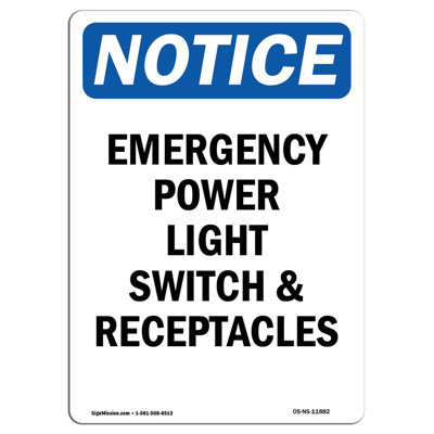 Emergency Power Light Switch and Sign