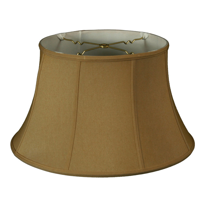 Abat-jour cloche en soie / shantung (araignée), Or antique / Blanc cassé, H 10 po x l 17 po x P 11 po