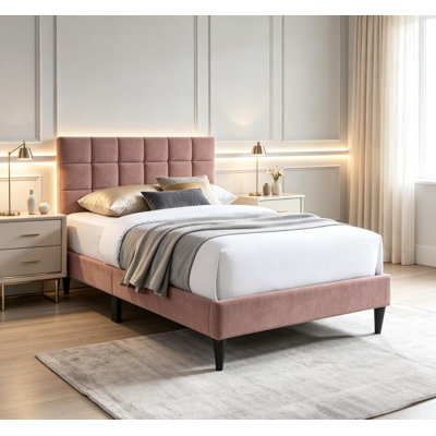 Structure de lit double avec tête de lit réglable, lit plateforme tapissier en velours, aucun sommier requis, support à 12 lattes robuste, structure de lit à profil bas, disponible en bleu, rose, gris et gris anthracite, facile à assembler