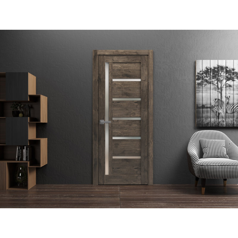 Porte standard lambrissée Quadro, Chêne cognac, 36 po x 84 po