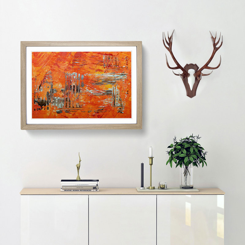 Abstract Art Painting Vol.246 by S.Johnson - Picture Frame Painting Print, Oak Framed, 62cm H x 87cm W x 2cm D