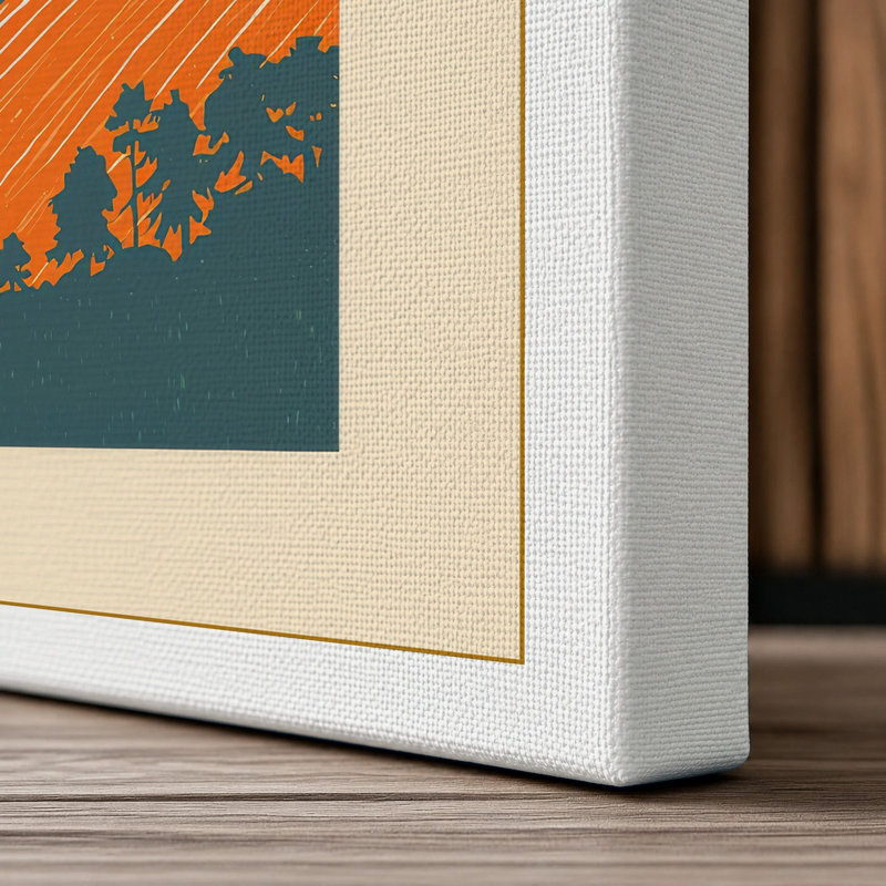 Hot Air Balloon Over Hills Retro 1 Piece Wrapped Canvas Wall Art, 36x24 - 91.4 x 61.0 cm, White Border