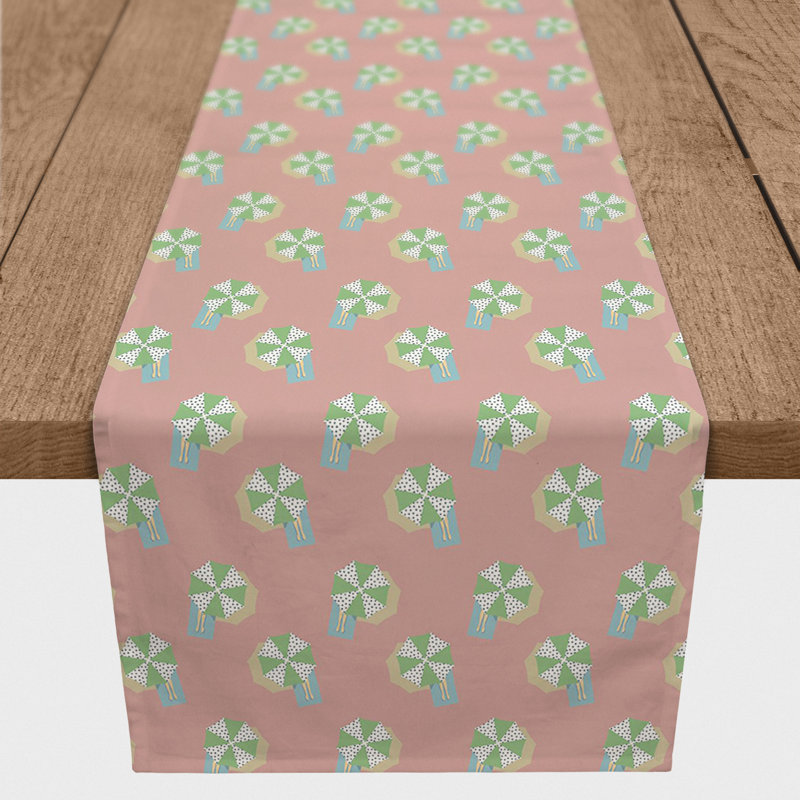 Rectangular Table Runner, Pink/Green, 72" x 16"