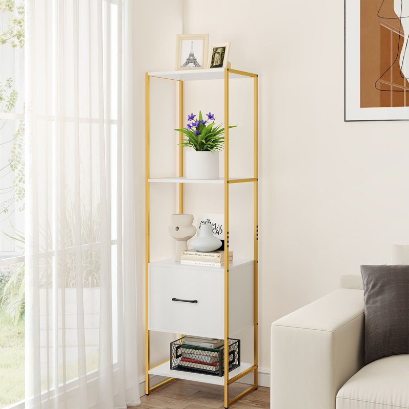 160cm H x 45cm W Metal Bookcase, White