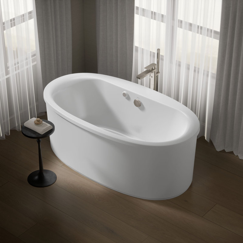 Sunstruck 65.5" x 36" Freestanding Air Acrylic Bathtub Heater Included, White