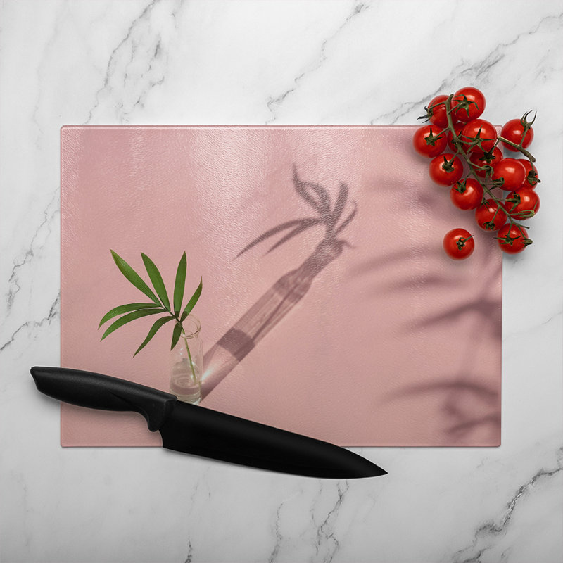 Botanical leaf Designer Glass Chopping Board, 28cm L x 20cm W