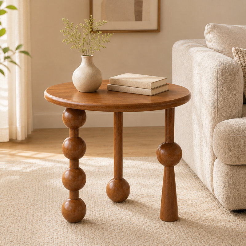 Table de bout moderne en bois massif 20 po