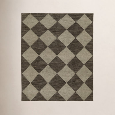 Winnie Brown Tan Hand-Knotted Geometric Wool Rug