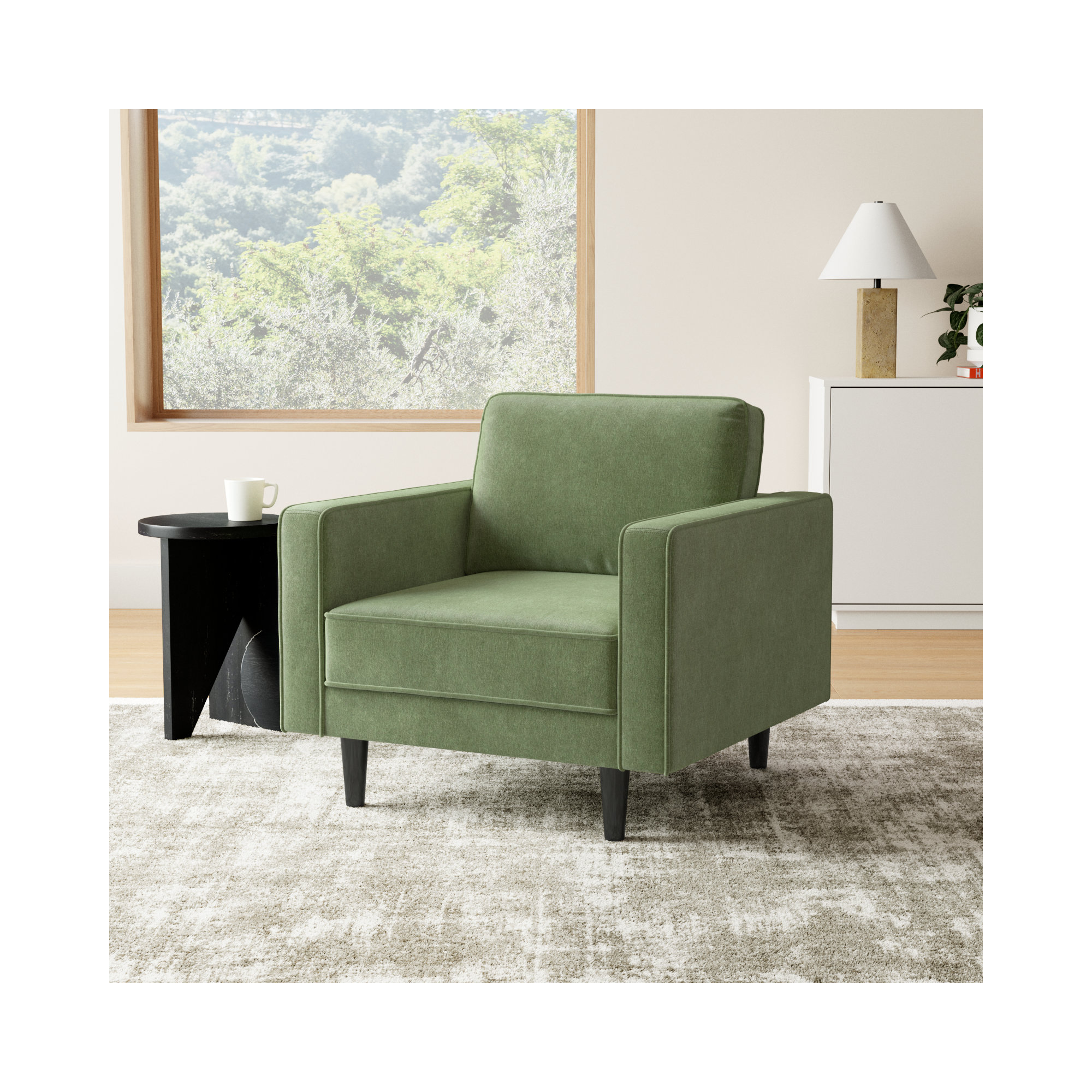 Curt Upholstered Armchair, Forest Performance Velvet