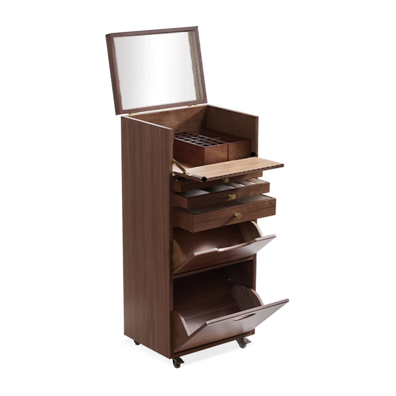 Armoire à bijoux rectangulaire en bois manufacturé brun noisette