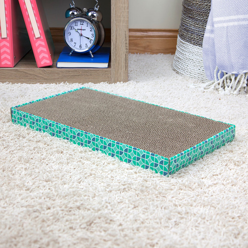 XL Wide Green Corrugated Cardboard Cat Scratching Pads, 3-Pack