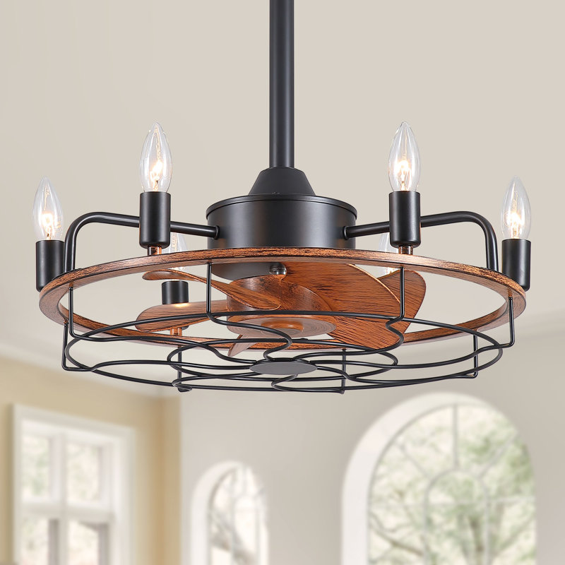 Ventilateur de plafond intérieur noir de 50 cm (20 po) avec tige de suspension et douille pour ampoule standard E12 (ampoule non incluse).