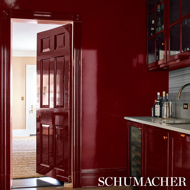 Ace Faux Lacquer Performance Vinyl Wallpaper, Maroon