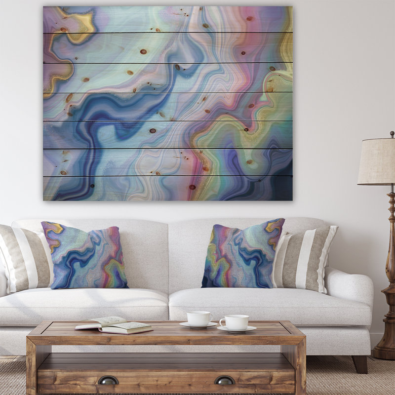 « abstract marbleed », impression, H 36 po x l 46 po x P 1,5 po, Bois