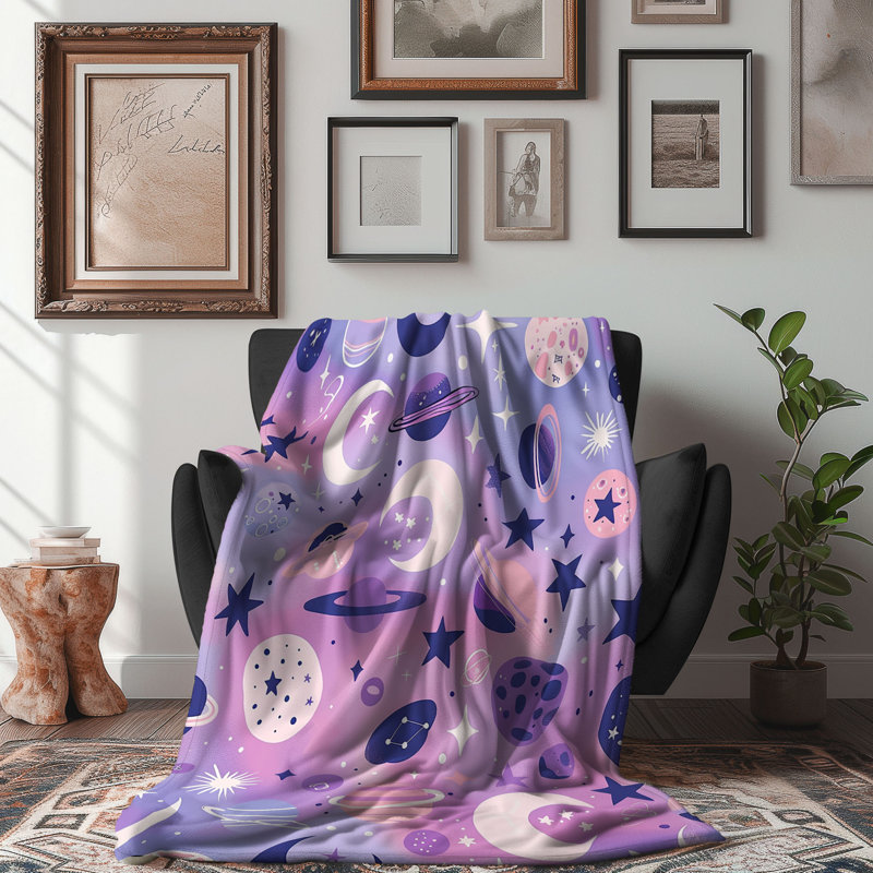 Dreamy Astro Motifs - Couverture en sherpa de qualité supérieure 1 pièce, Grand lit