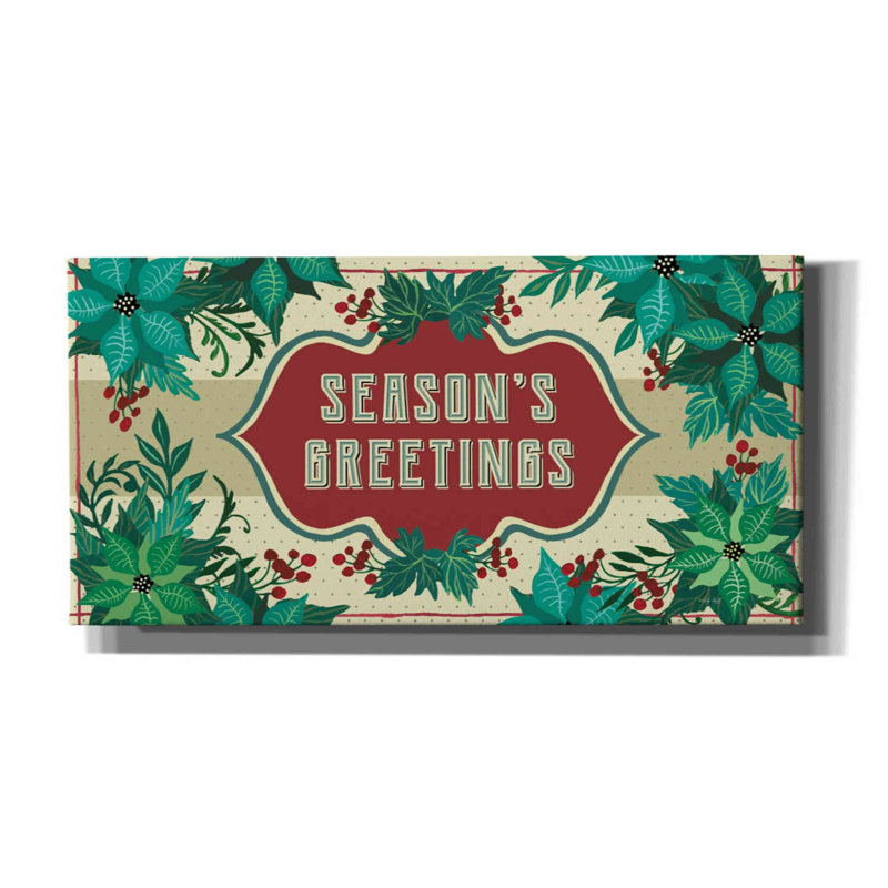 «Nostalgic Season's Greetings» par Cindy Jacobs, art mural sur toile, H 12 po x l 24 po