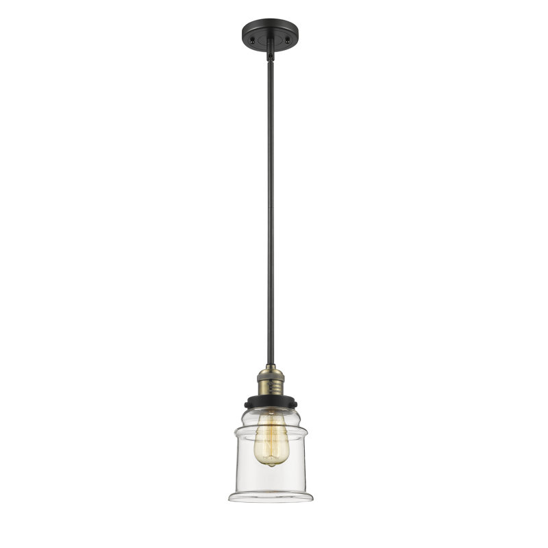 Luminaire suspendu en forme de cloche à 1 lumière Galaviz, Bronze huilé, Transparent, Ampoule DEL 6 watts Vinage